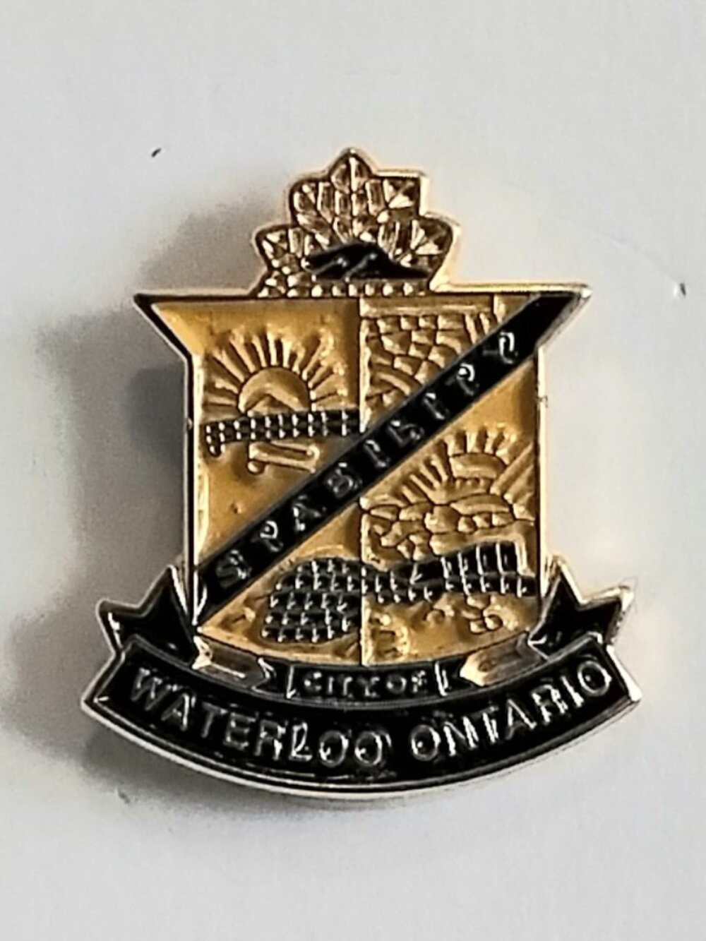 4/$20 Vintage Waterloo Ontario-Stability Brass/Enamel Collector's Pin!!